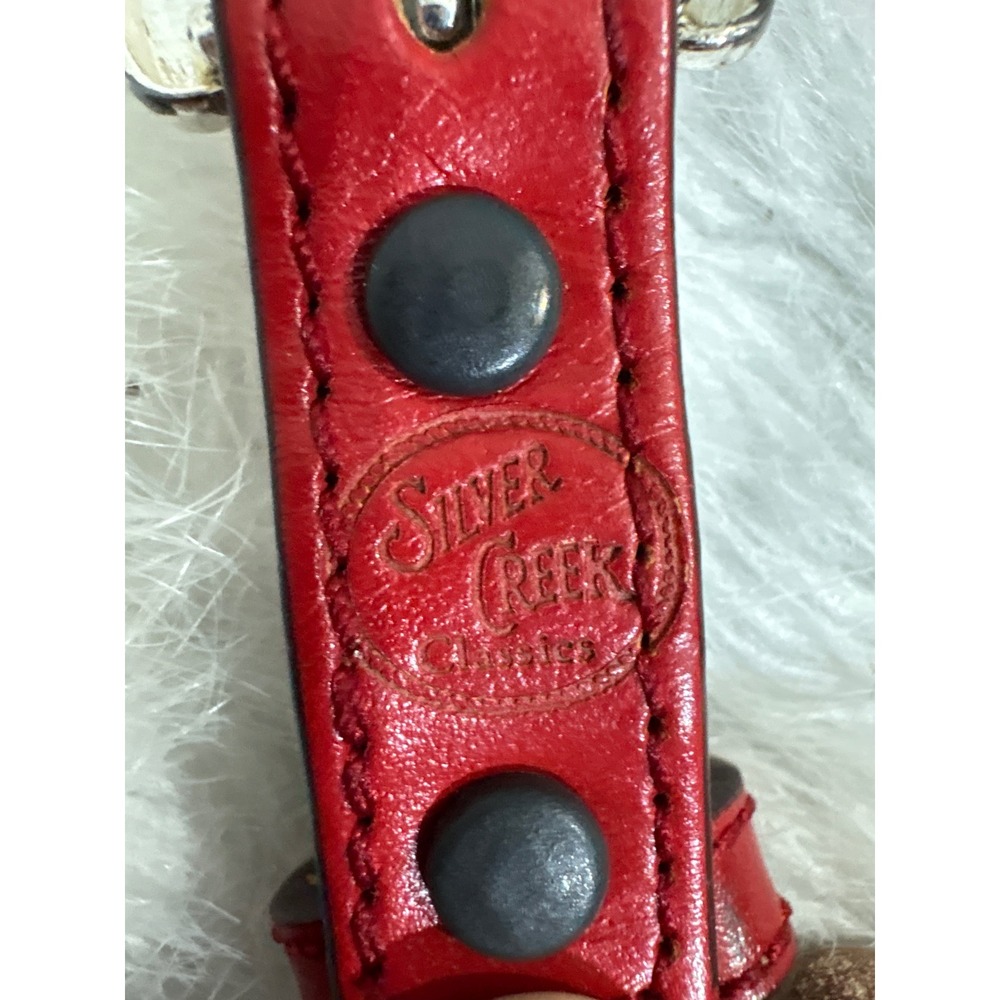 Silver Creek Classics Red Leather Western Belt Silver Floral Conchos Scalloped - Picture 8 of 10